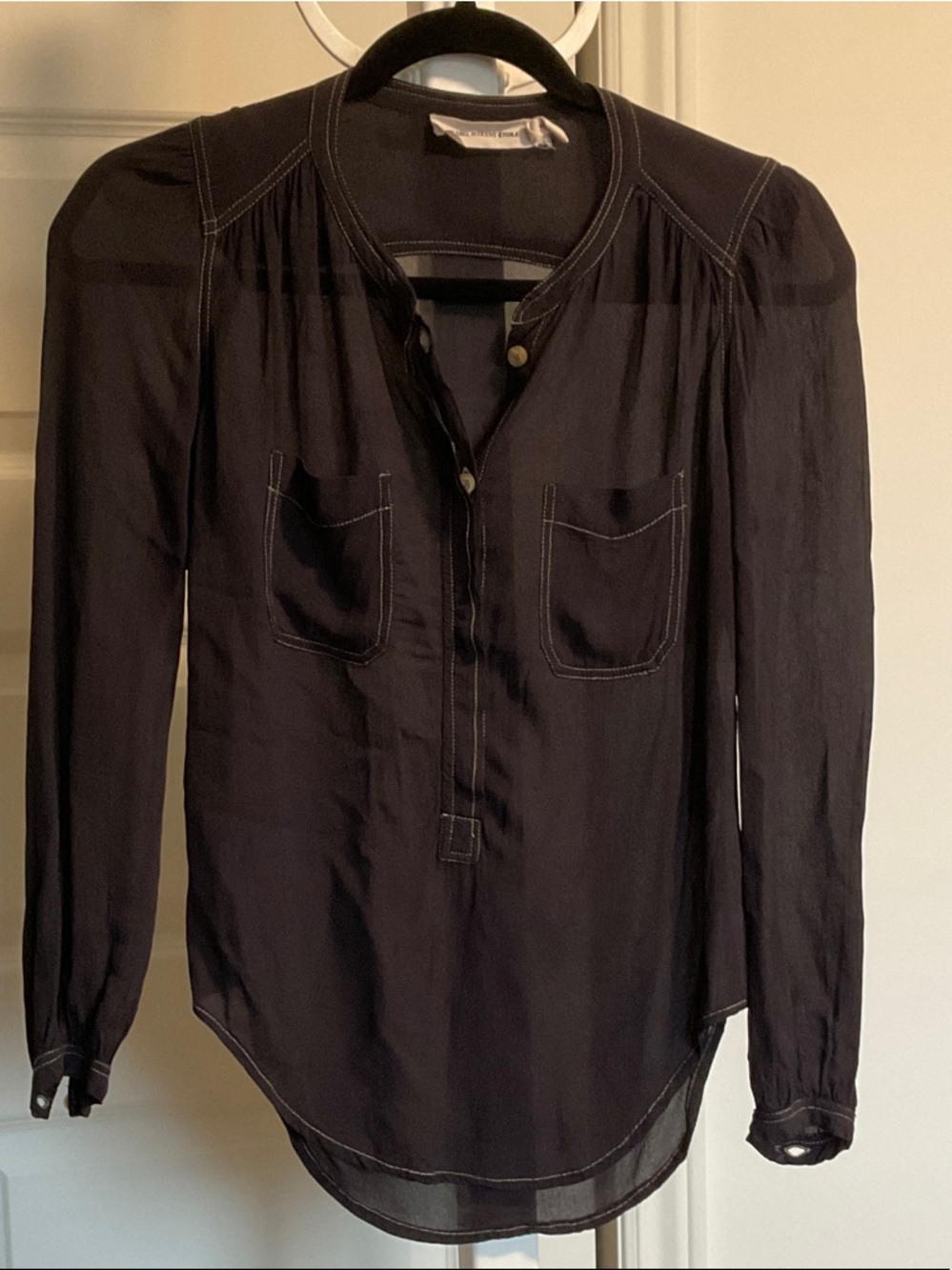 Isabel Marant Women’s Black Long-Sleeve Button Front Blouse